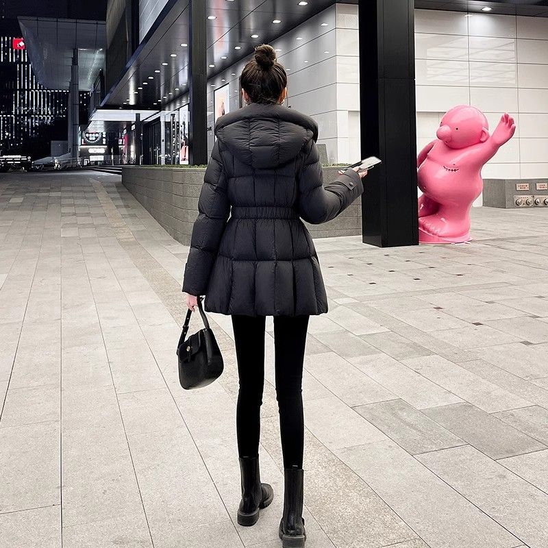 棉服女新款中长款收腰显瘦连帽保暖百搭加厚外套洋气棉衣