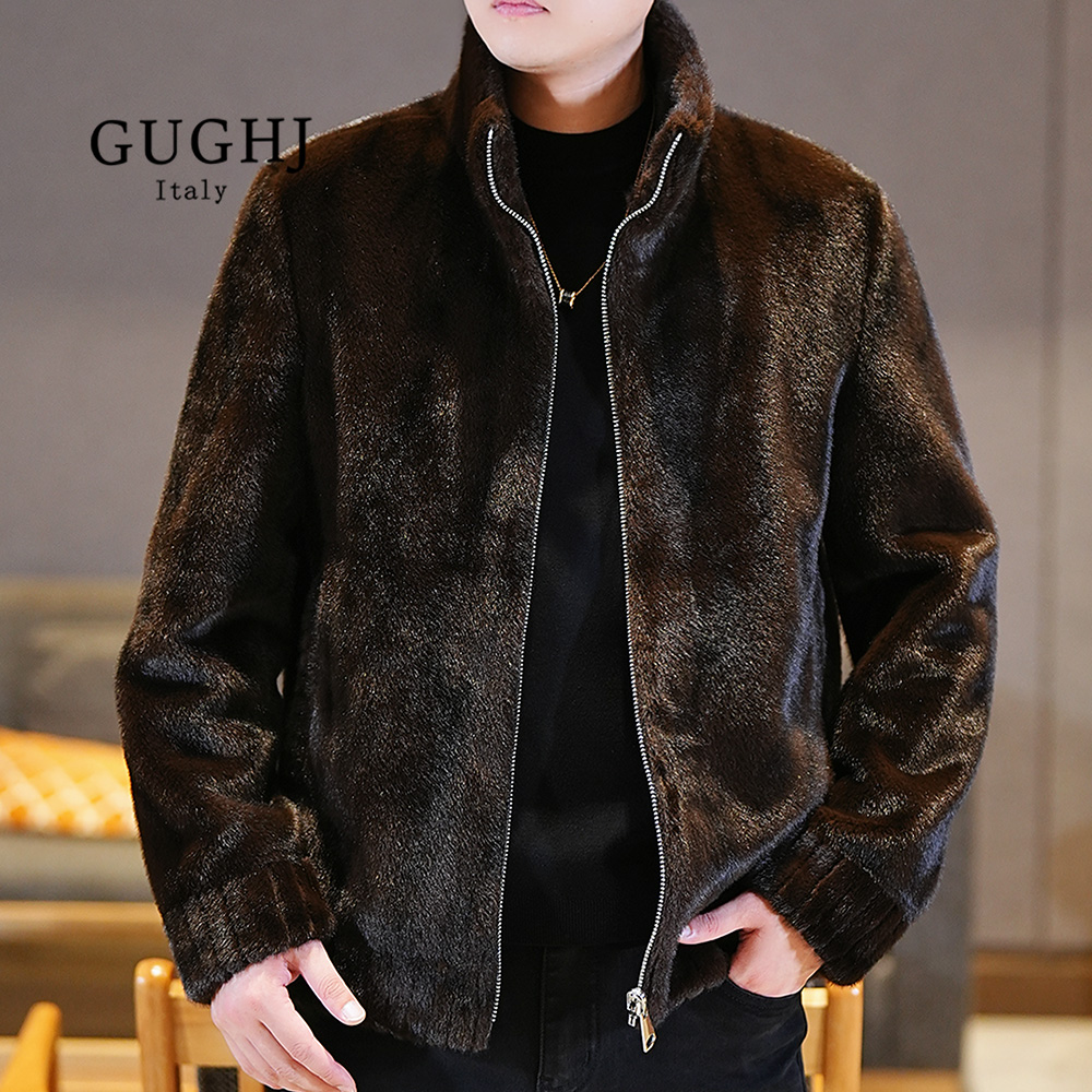 J-2025年新款欧货男士外套冬季时尚休闲精品保暖双面穿夹克皮衣