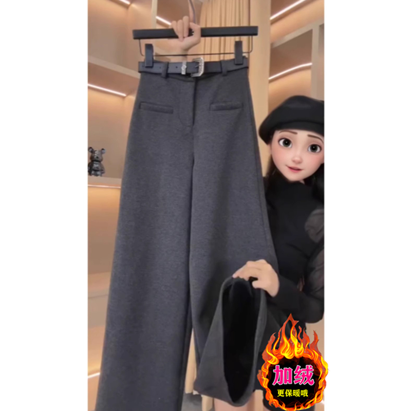 梨形身材毛呢裤子秋冬新款休闲小个子宽松显瘦时尚西装窄版阔腿裤