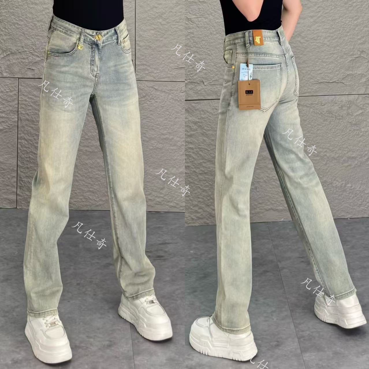 夏季新款高端男士薄款水洗修身牛仔裤复古百搭显瘦直筒休闲牛仔裤