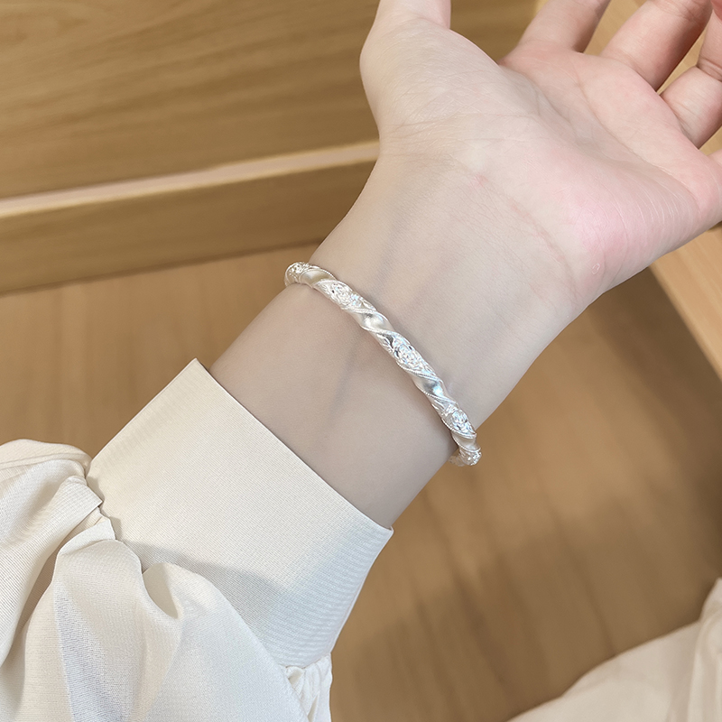 足银珐琅手镯 「玫瑰纽带」足银999.9传承国风古法纯手工雕刻手镯女