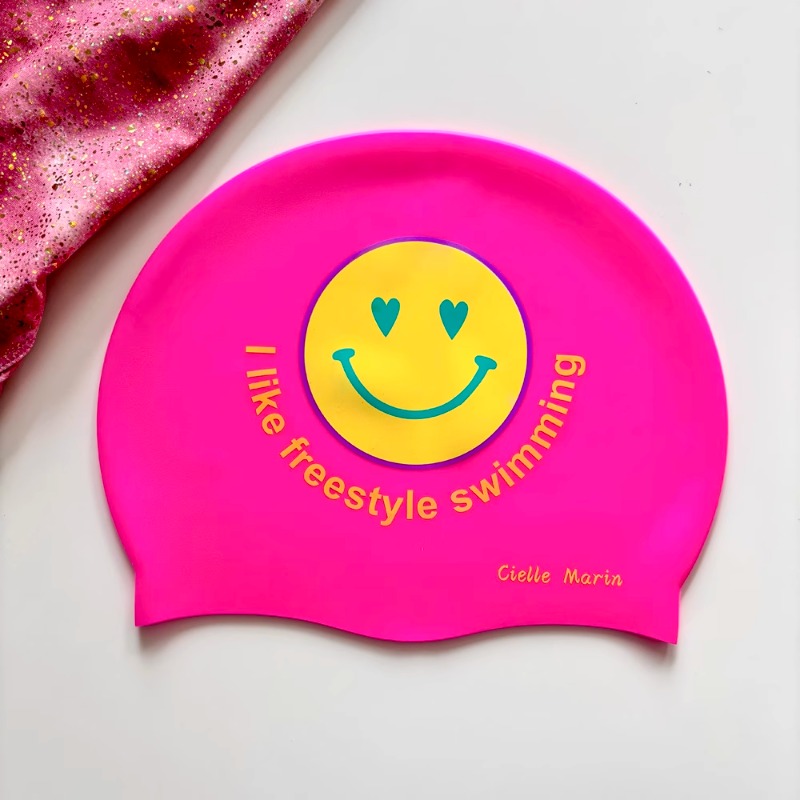 韩国ciellemarin喜马林硅胶防水大号护耳男女成人加大笑脸泳帽