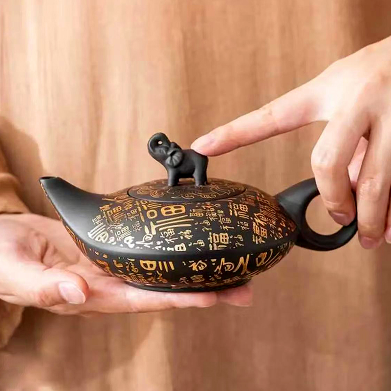 遇热变色家用礼品壶高档百福创意仿古壶大象壶纽泡茶器具网红款