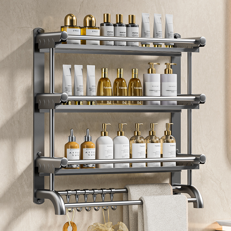 卫生间置物架免打孔壁挂浴室架子洗澡洗手间厕所洗漱台收纳毛巾架