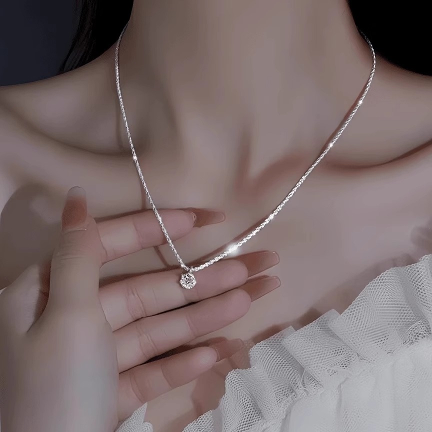 铜合金项链 银色满天星项链女2025新款气质高级轻奢ins百搭锁骨链