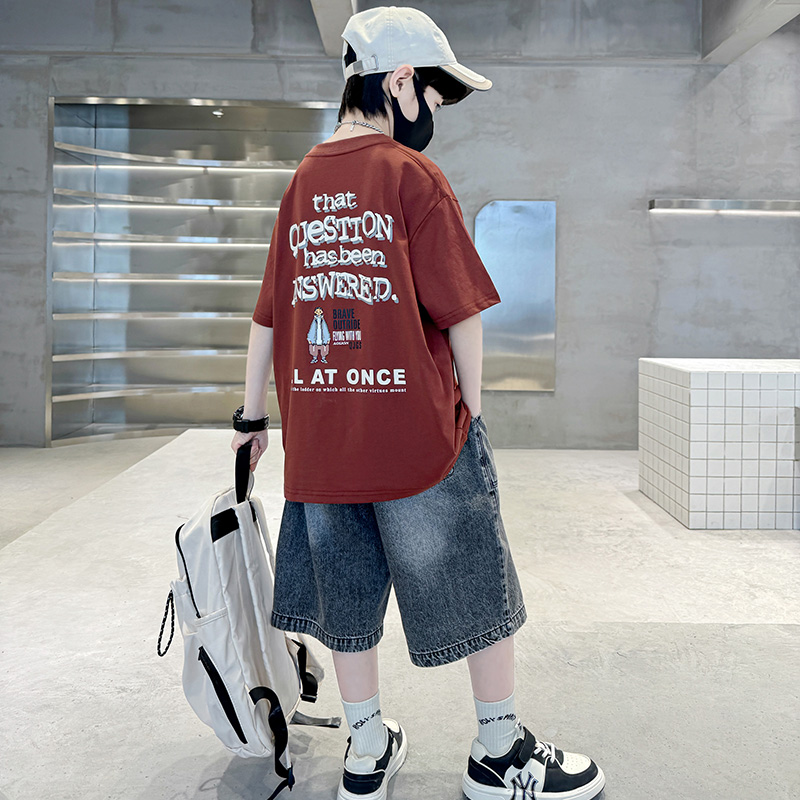 男童夏装短袖T恤2025新款中大儿童夏季男孩半袖纯棉体恤上衣潮牌