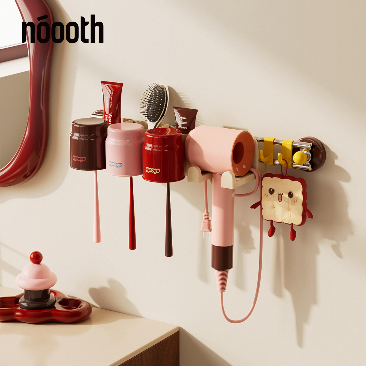 吸盘牙刷置物架壁挂式免打孔牙膏刷牙杯漱口洗漱杯收纳吹风机支架