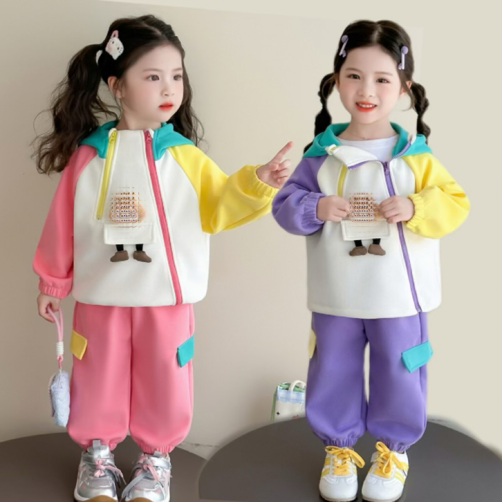 【多巴胺女孩】女童洋气套装2025秋装新款韩版运动卫衣卫裤两件套