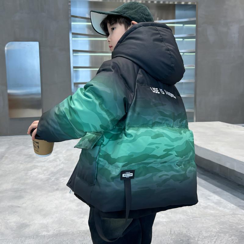 痞帅男童渐变羽绒r服冬季2025新款大儿童冬