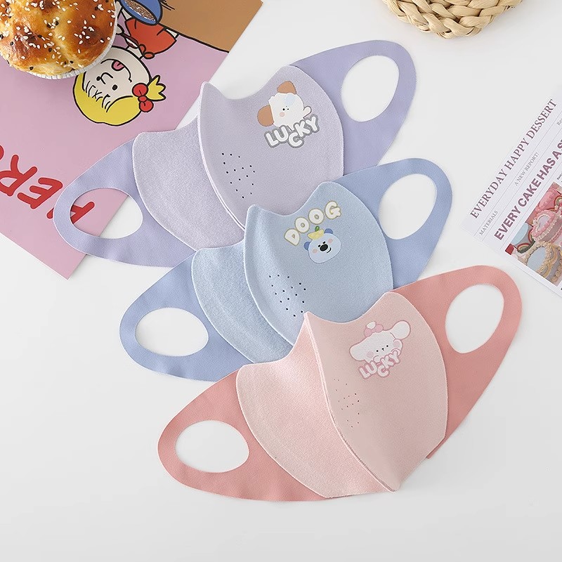 【优惠2个】秋冬儿童口罩德绒舒适保暖可爱小熊口罩防风面罩卡通风