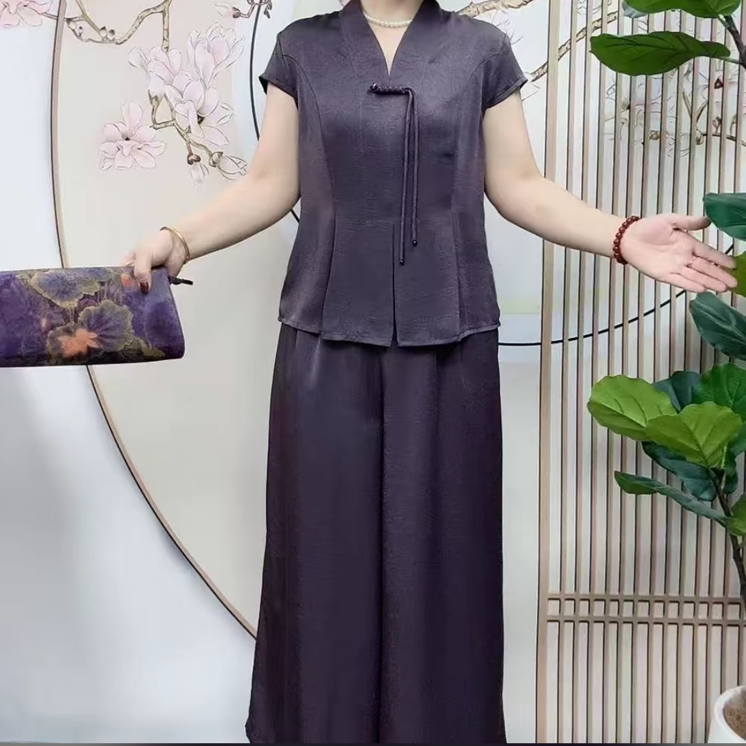 阔腿裤短款中老年女装九分裤网红洋气复古港风轻奢显瘦气质时尚