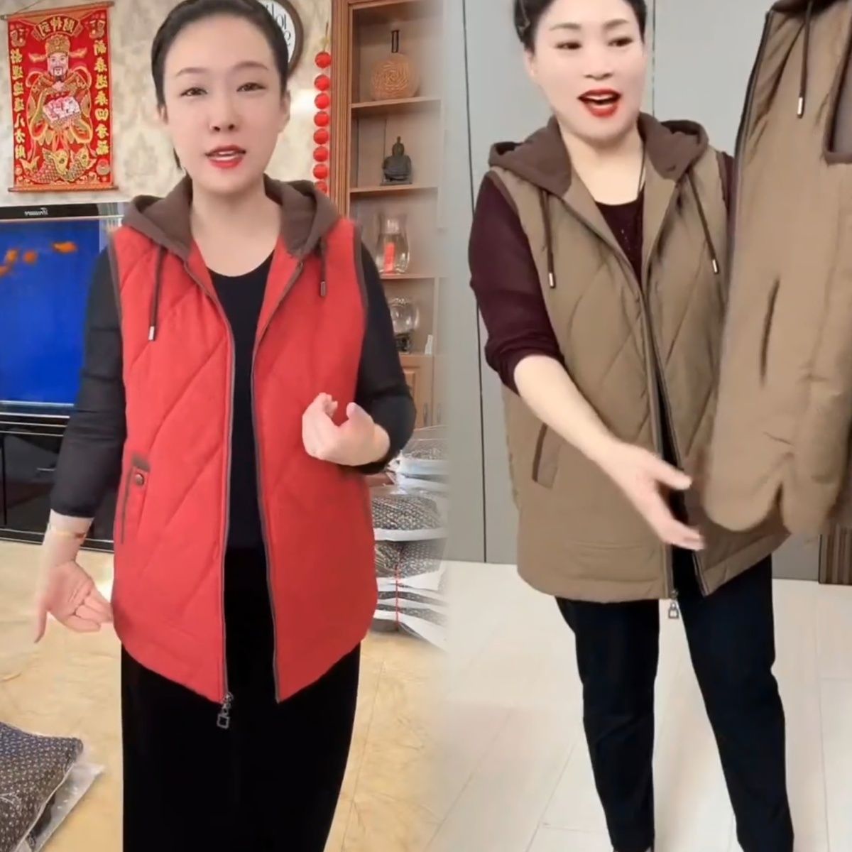 夹棉马甲大码妈妈装秋冬季加厚中老年宽松遮肉棉袄洋气显瘦外套气