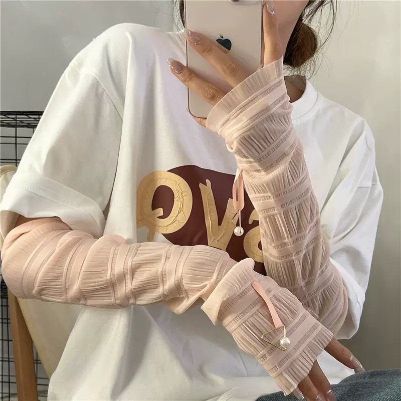 蝴蝶宽松冰袖大号冰丝防晒袖套新款冰感防晒冰袖开车冰丝防晒袖套