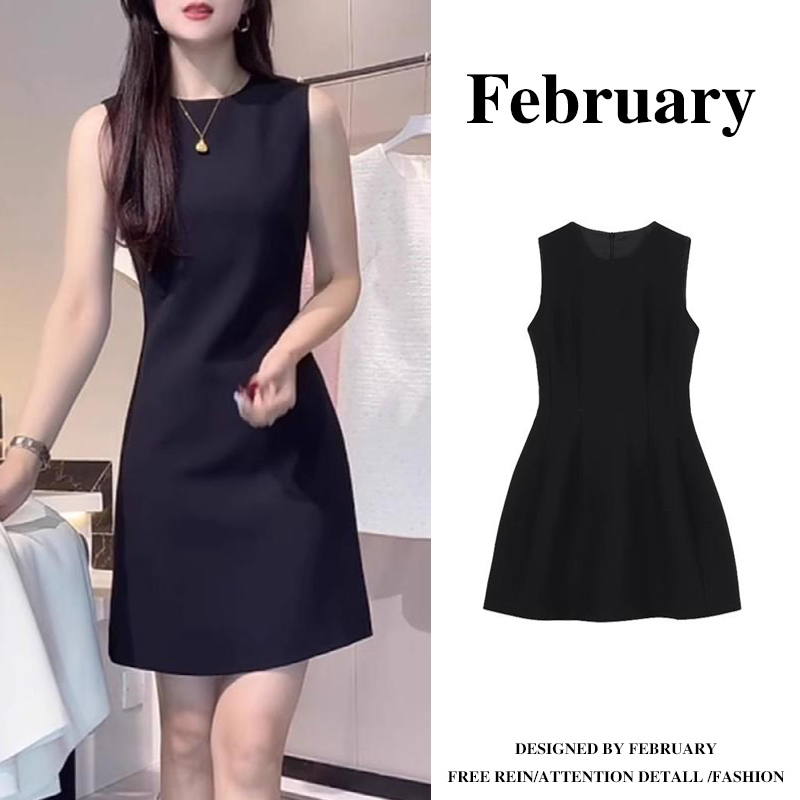 大码女装胖MM气质黑色连衣裙夏季2025新款收腰显瘦无袖西装裙5854