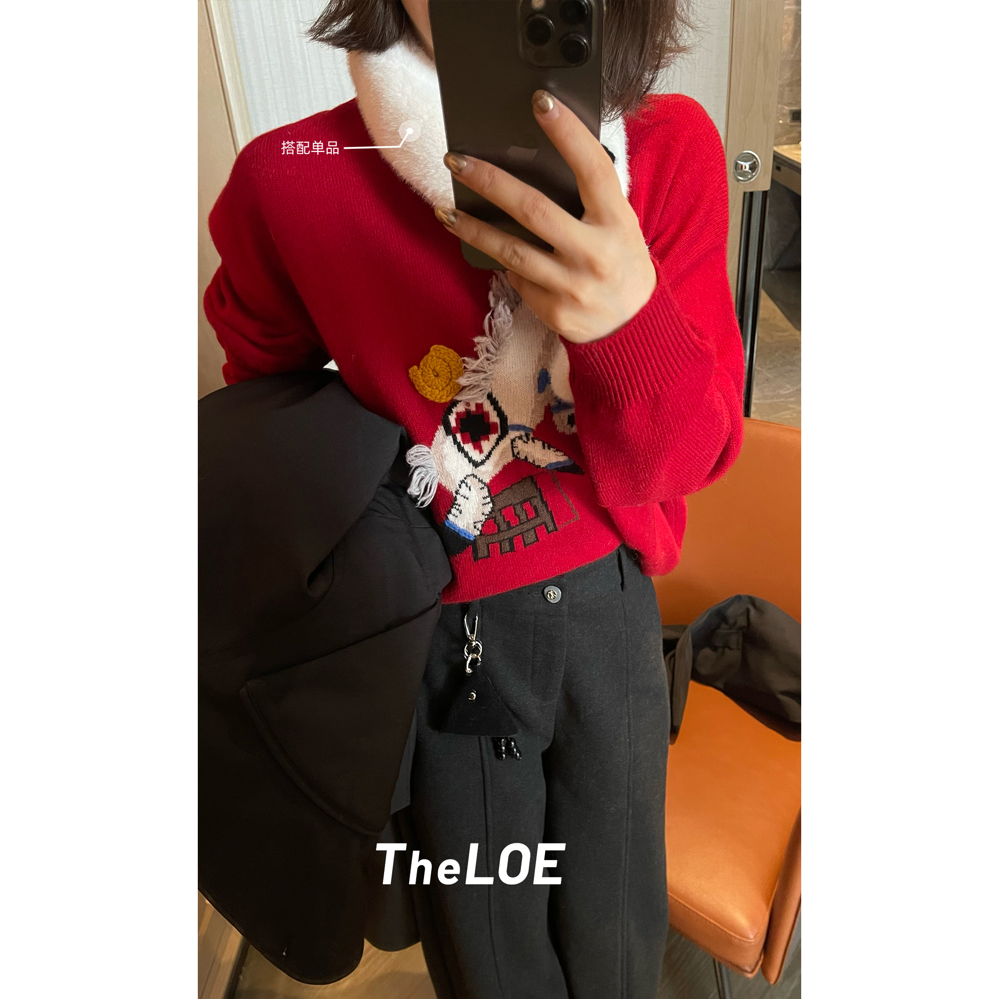 TheLOE/[马到成功]百分百绵羊毛圆领小马套头针织衫#LE-5777