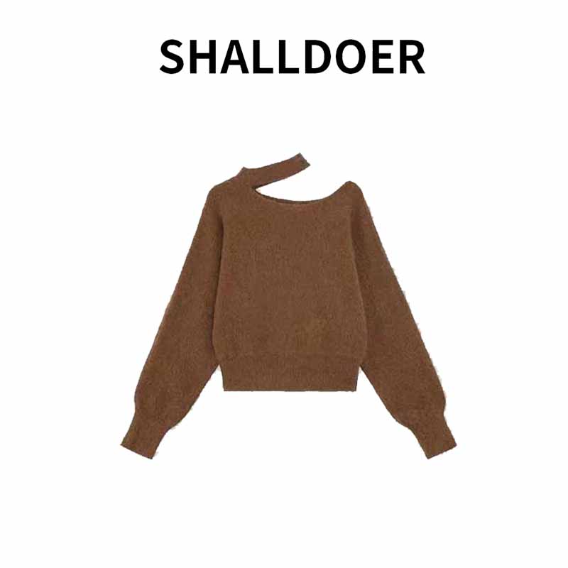 SHALLDOER【狐狸美人】冬季挂脖软糯时尚厚款纯色气质毛衣小众毛衣
