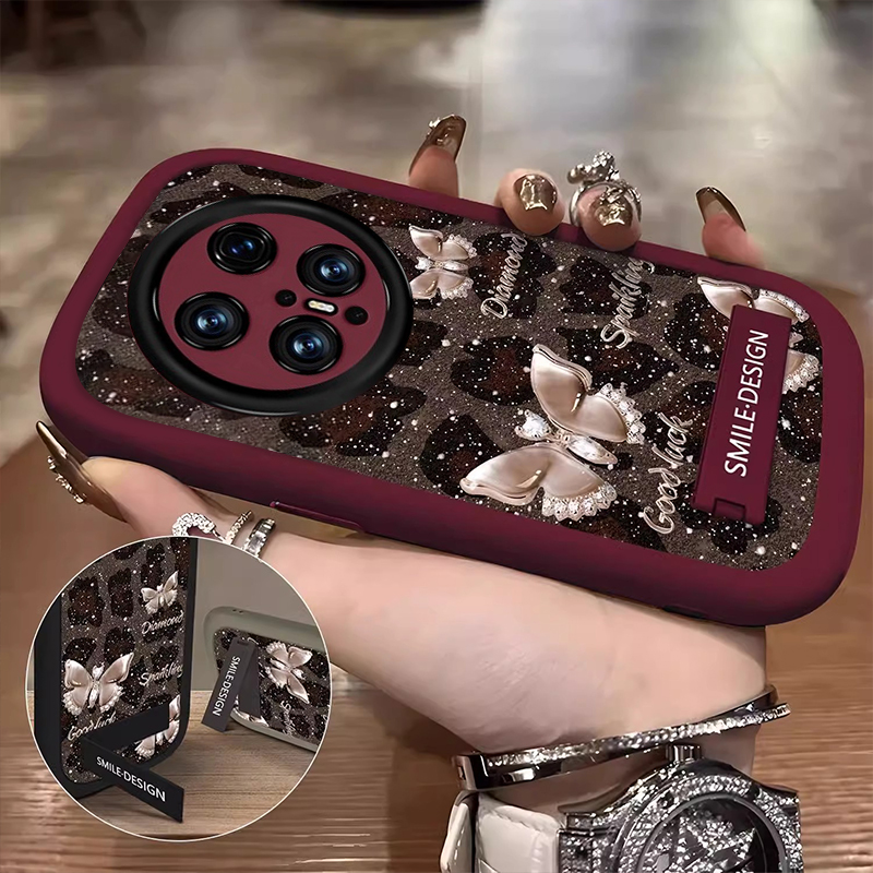 豹纹蝴蝶适用华为mate70pro新款女神高级感手机壳pura70潮p70网红