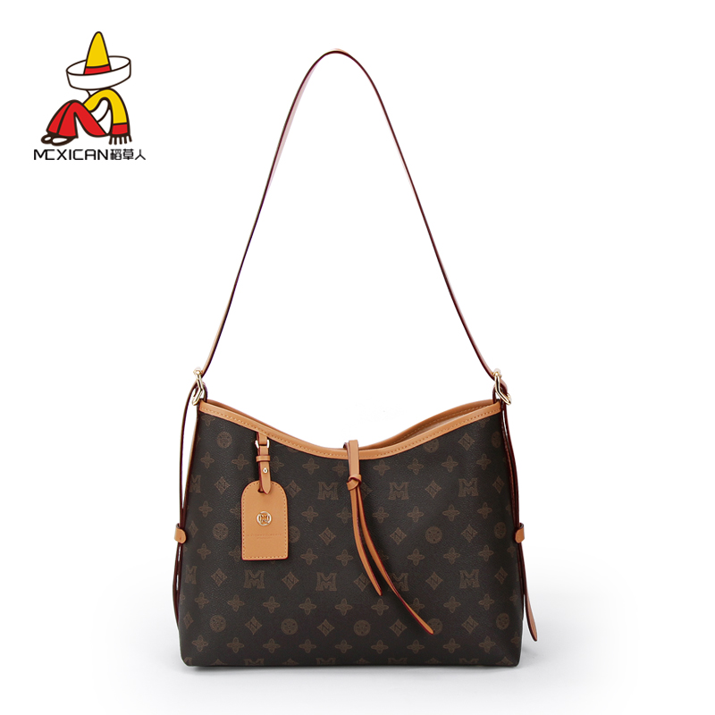 稻草人女包女式2025新款斜挎单肩包大容量高级通勤印花托特包包包