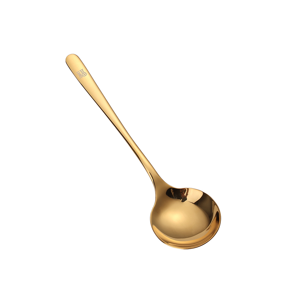 高品质316不锈钢钛金元宝汤勺