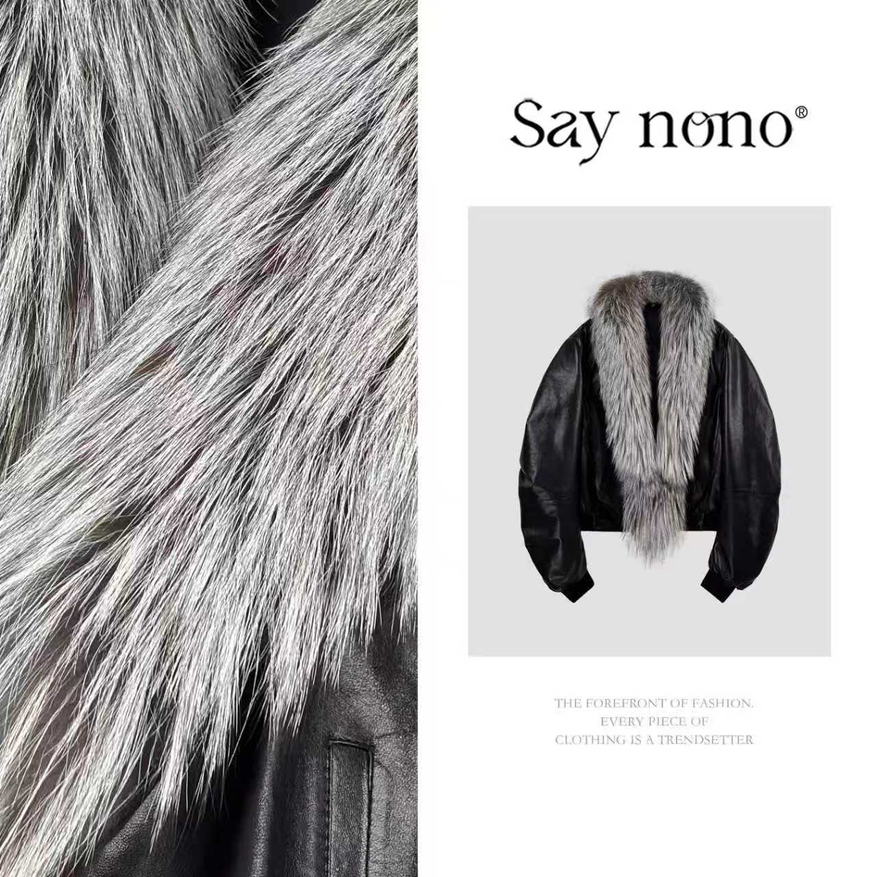 懒猫nono│Saynono 轻奢松弛感银狐毛领绵羊皮羽绒外套 GZ9252ZY