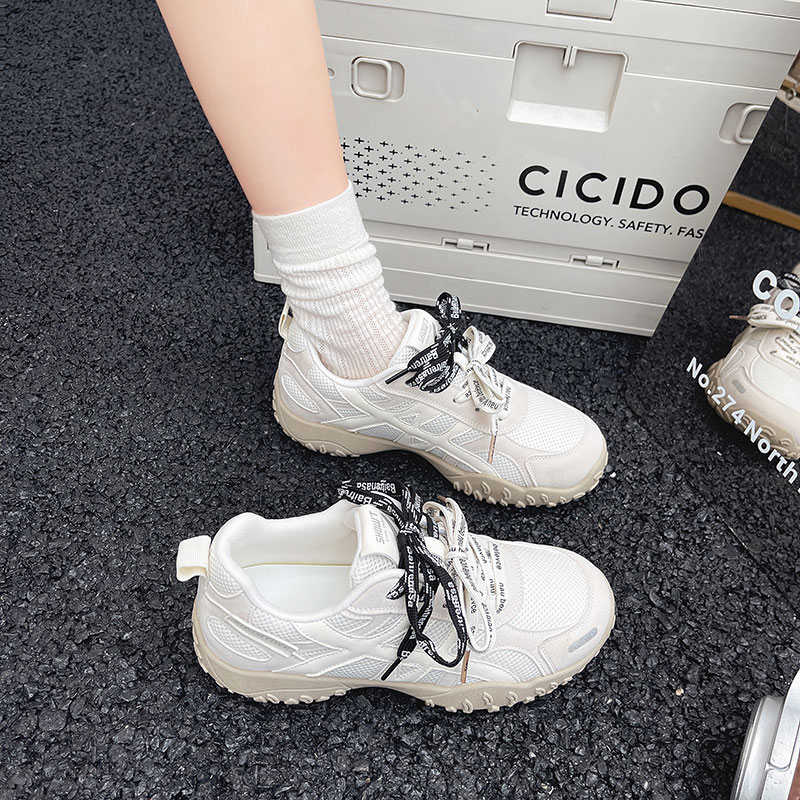 蓝色网面厚底德训鞋女款2025新款爆款百搭超火巨好看百搭休闲板鞋