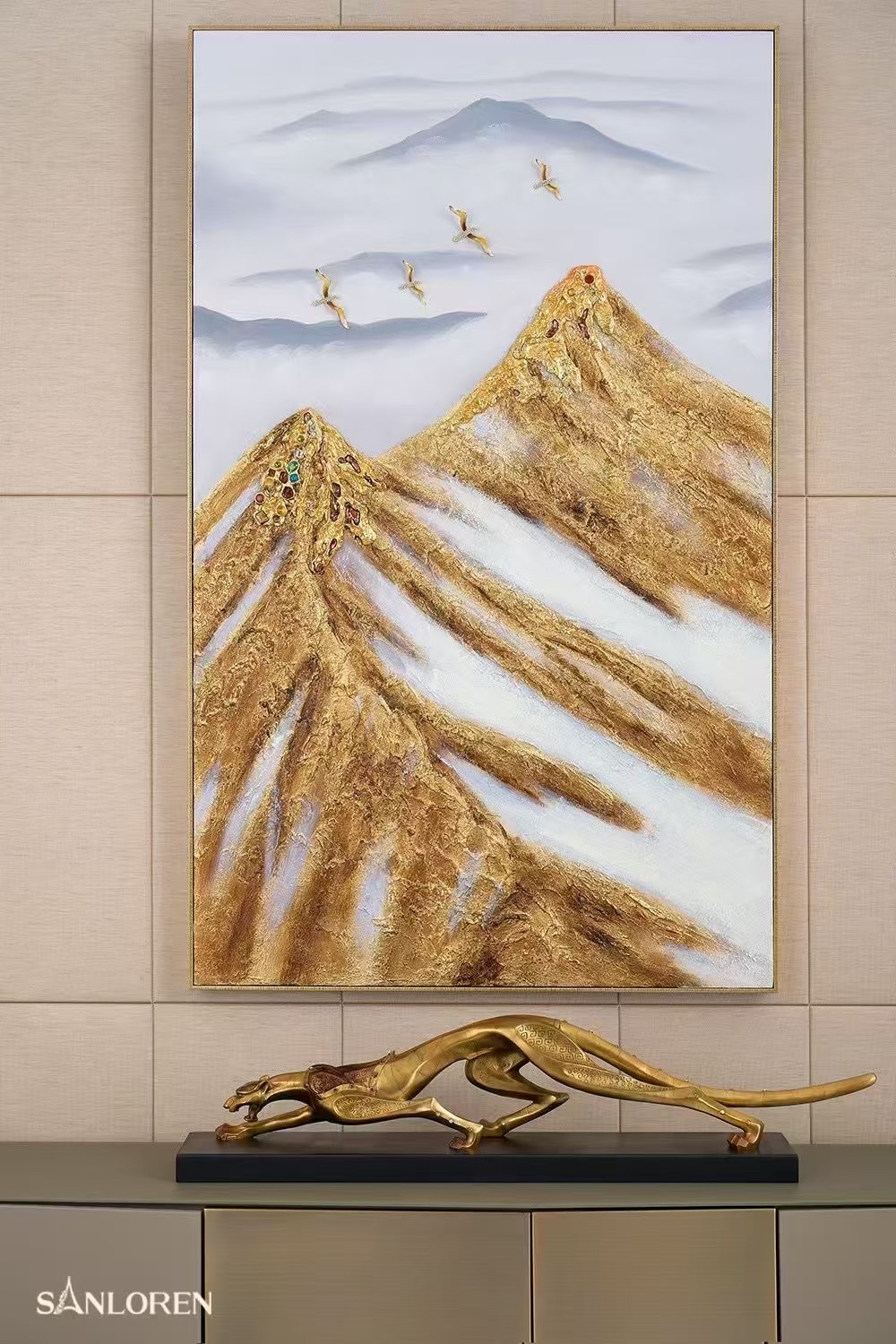 《日照金山》挂画胜券在握金山屹立 有招财之意 寓意美好象征，尺寸