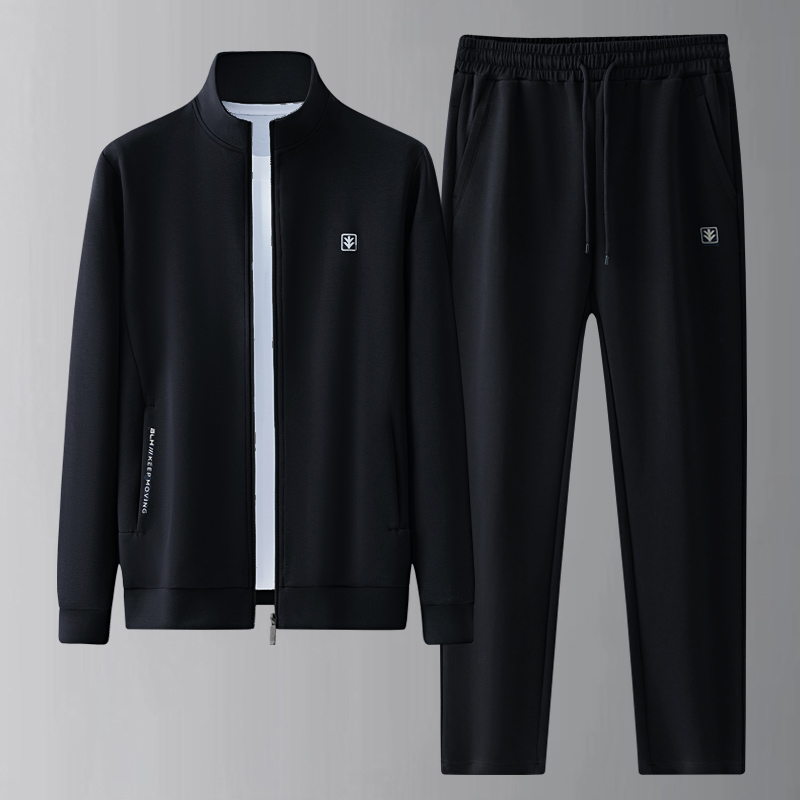 纪诗哲中青年闲运套装男春士秋冬休动卫衣外套跑步健身老钱风男装