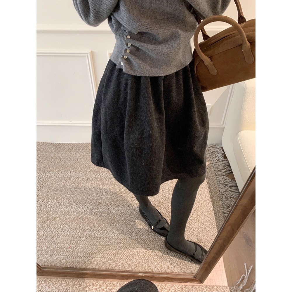 千金风!加厚款气质毛呢花苞半身裙女不过膝中长A字呢子伞裙秋冬季