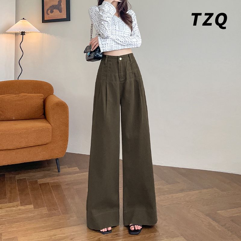 女款牛仔裤洋气2025秋季新款宽松显瘦阔腿裤高腰拖地裤TZQ2581619
