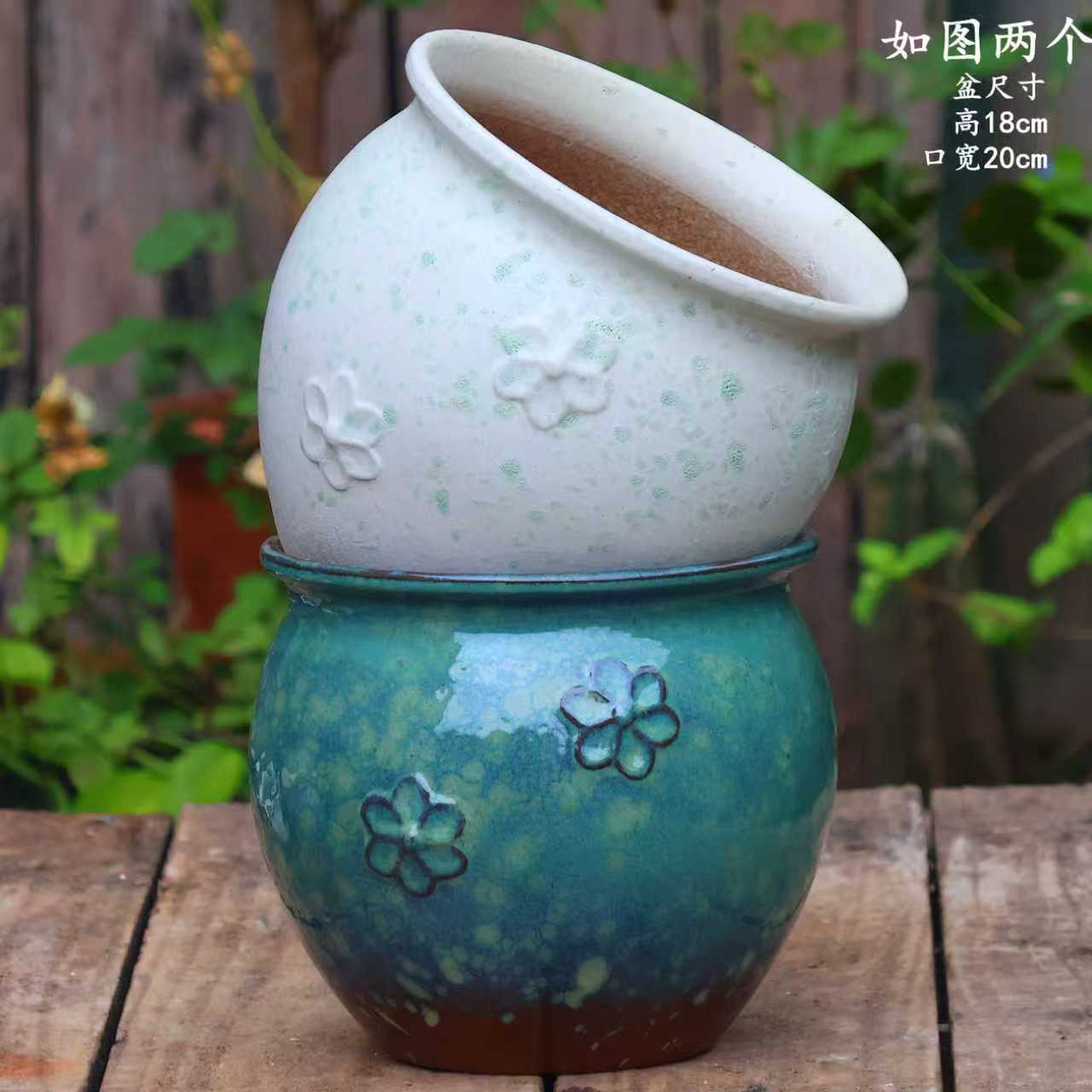 手工三角梅盆多肉花盆栽简约大号绿植盆景陶瓷花盆大口径粗陶花盆