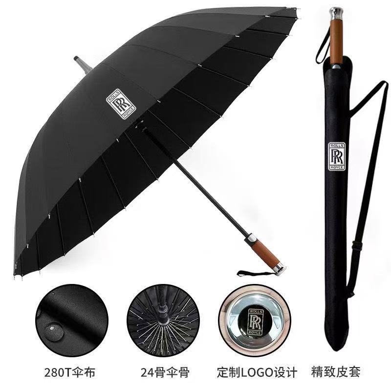 旗旺 新款长柄雨自动车标伞加固暴雨结实抗风黑色商务伞厂家