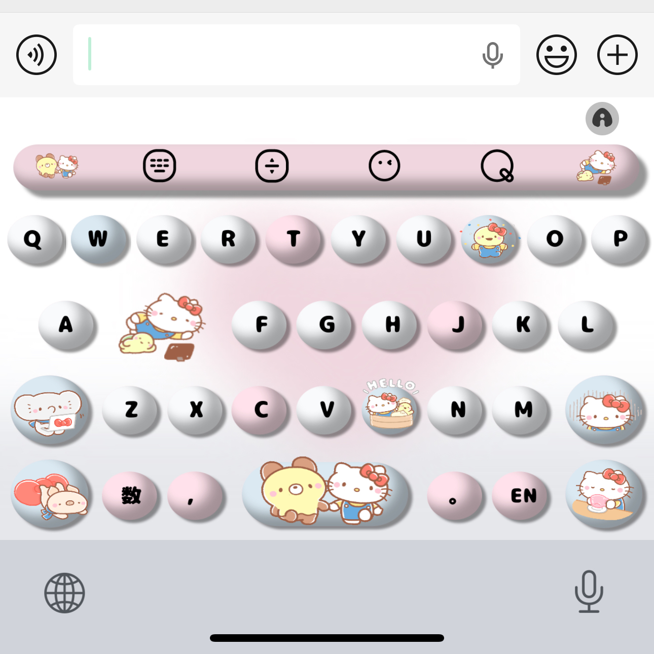 【圆滚滚立体kt】ios苹果安卓百度输入法皮肤键盘白肚皮双系统双色