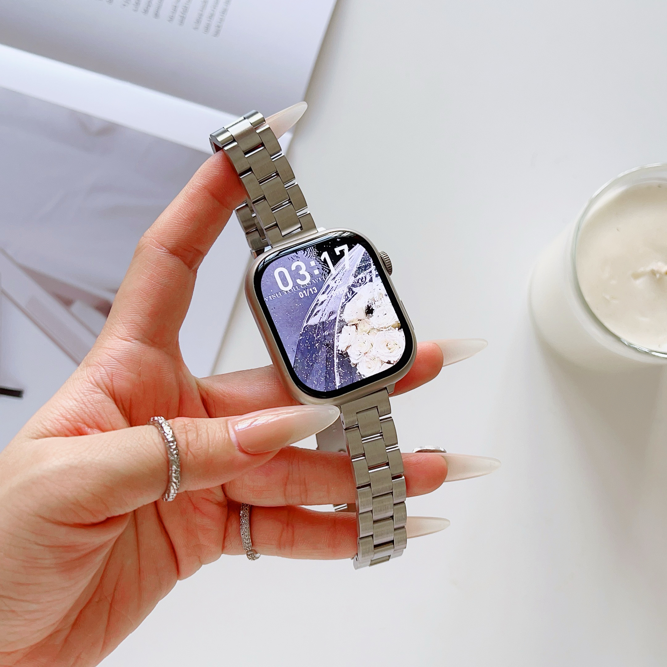 适用苹果表带S11/10/9/8SEultra不锈钢表带高颜值气质高端