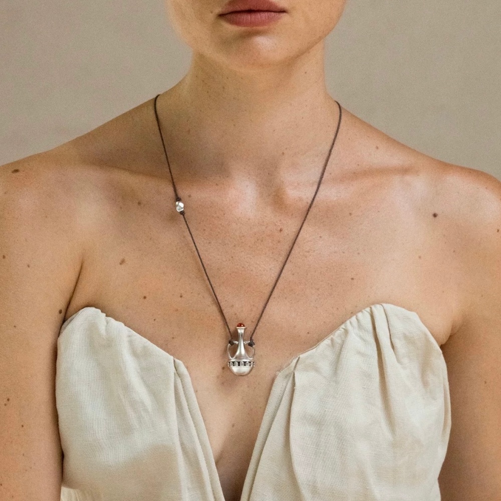 黄铜石英石吊坠 豆豆推荐双耳瓶吊坠小众复古民族编织吊坠项链