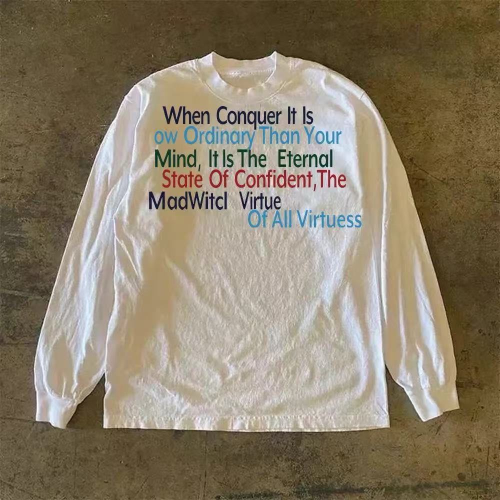 XQ-230g！重磅不透潮流简约趣味印花秋冬长袖百搭宽松上衣透气