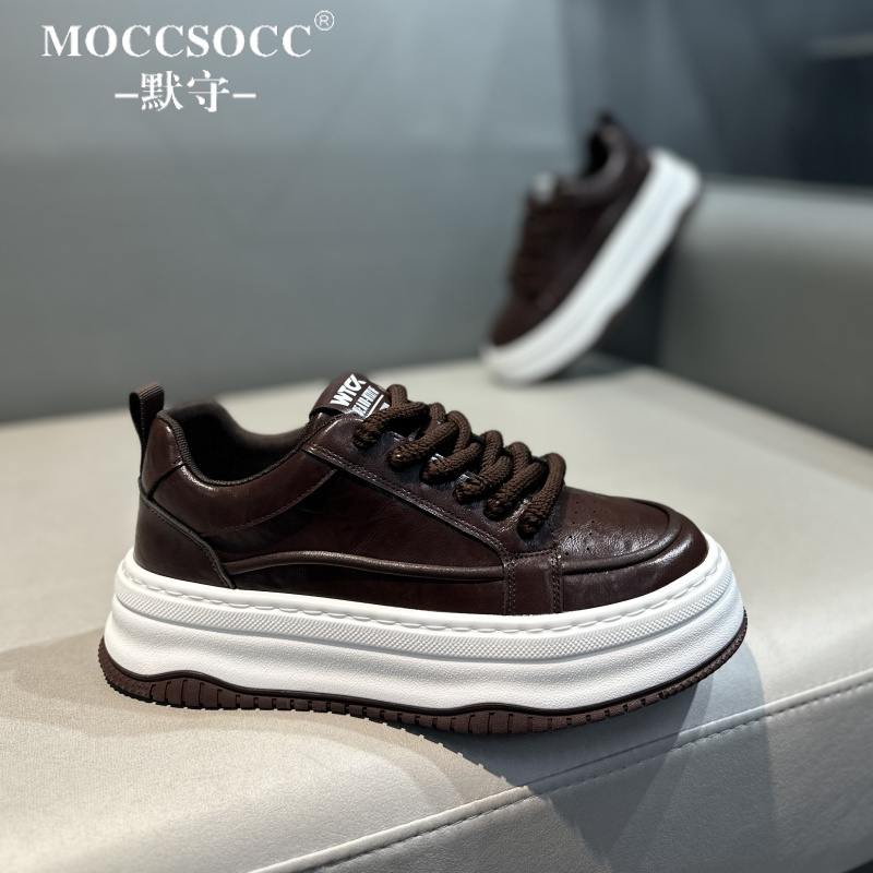 MOCCSOCC板鞋男款轻奢复古潮流男鞋厚底增高鞋时尚百搭休闲运动鞋