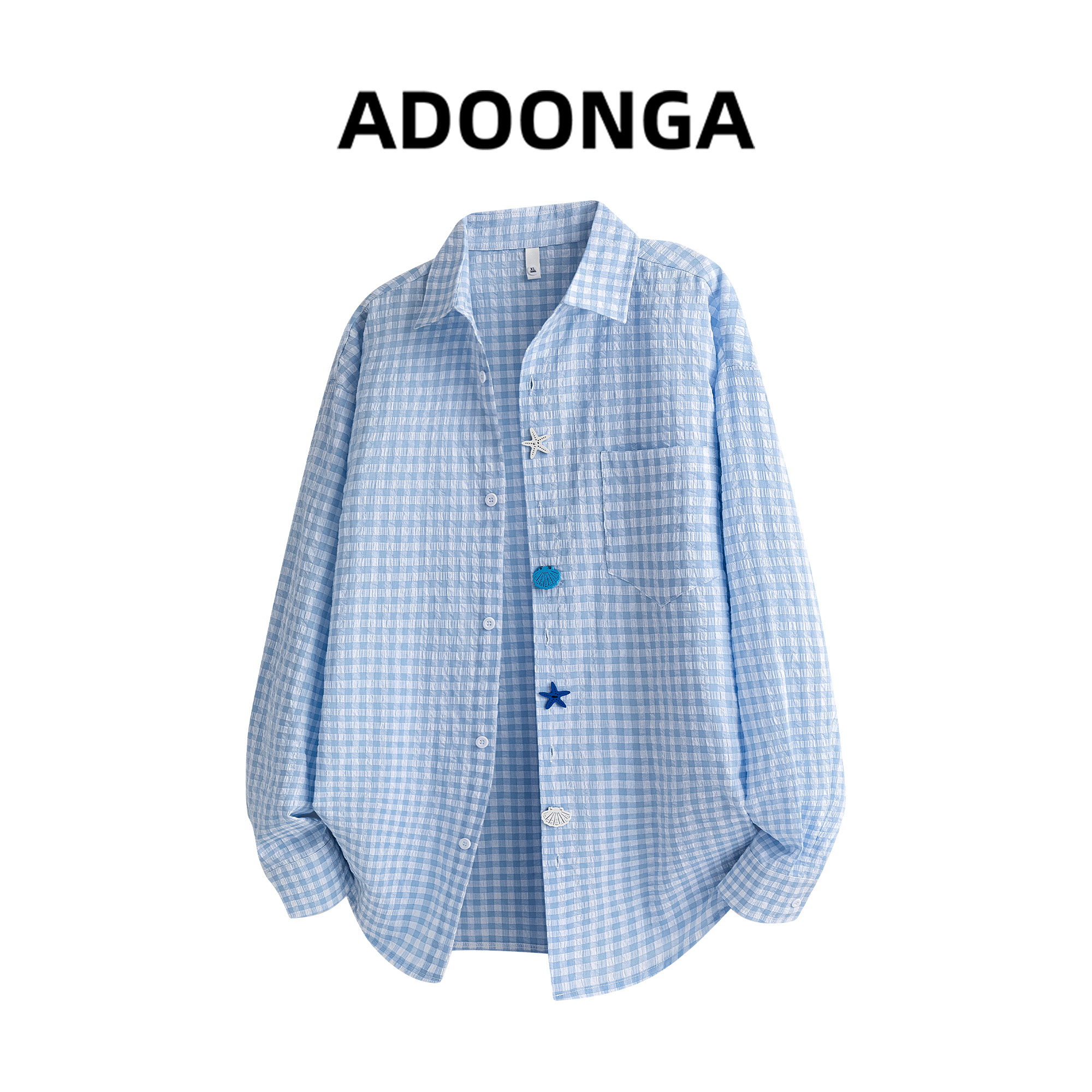 ADOONGA美式复古衬衫春秋季男士时尚百搭轻奢长袖休闲衬衣