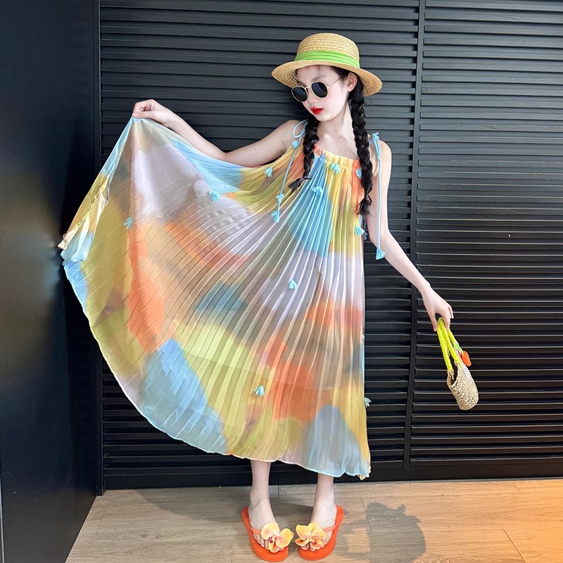 儿童夏连衣裙2025新款女大童夏季海边度假沙滩裙夏装波西米亚裙子