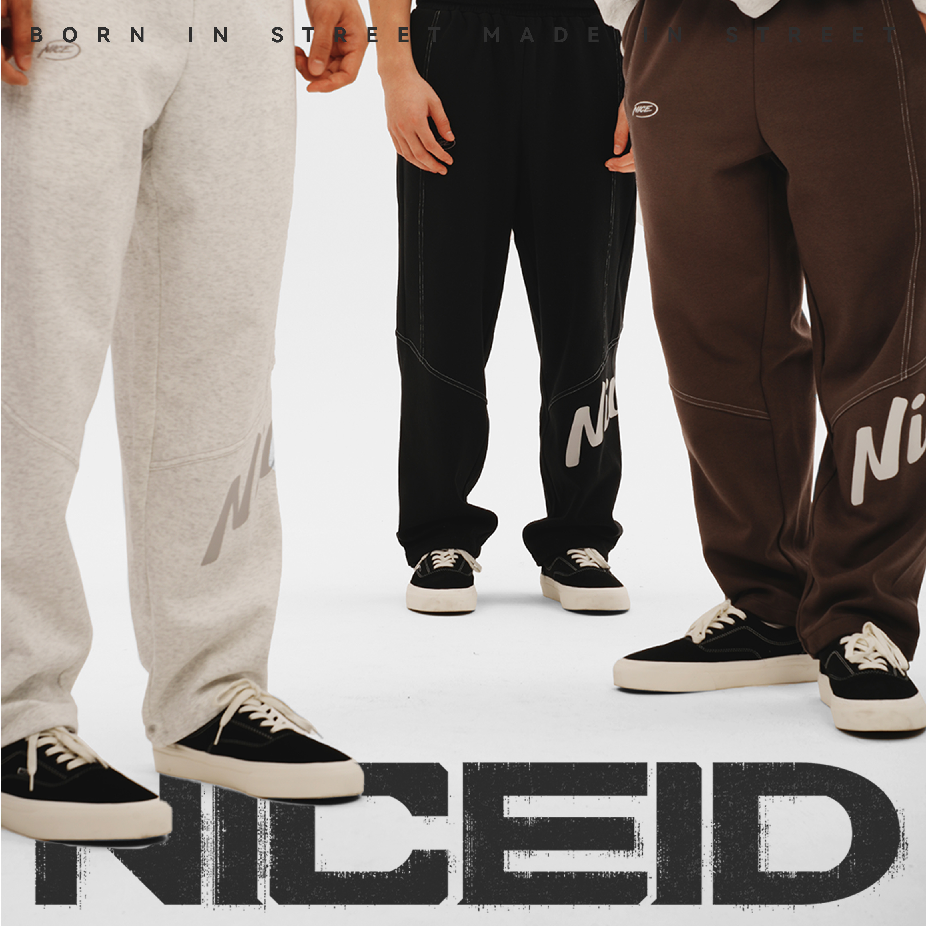 NICEID NICE运动裤男春秋款宽松直筒长裤刺绣LOGO篮球训练裤百搭