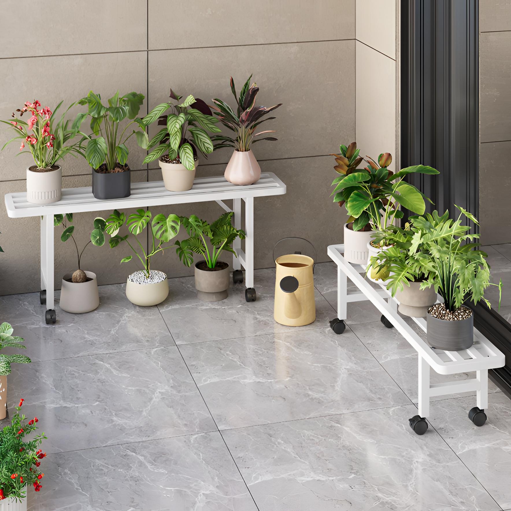 1层带轮花架子阳台改造室内落地花架可移动铁艺院子置物架鱼缸架