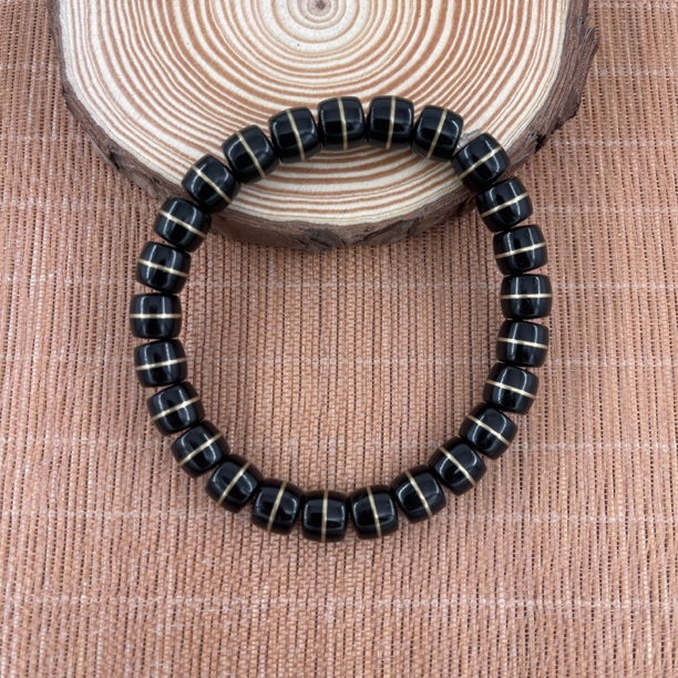 椰蒂老型珠9X8mm天然保真精工嵌铜桶珠手串藏式文玩高端diy配珠