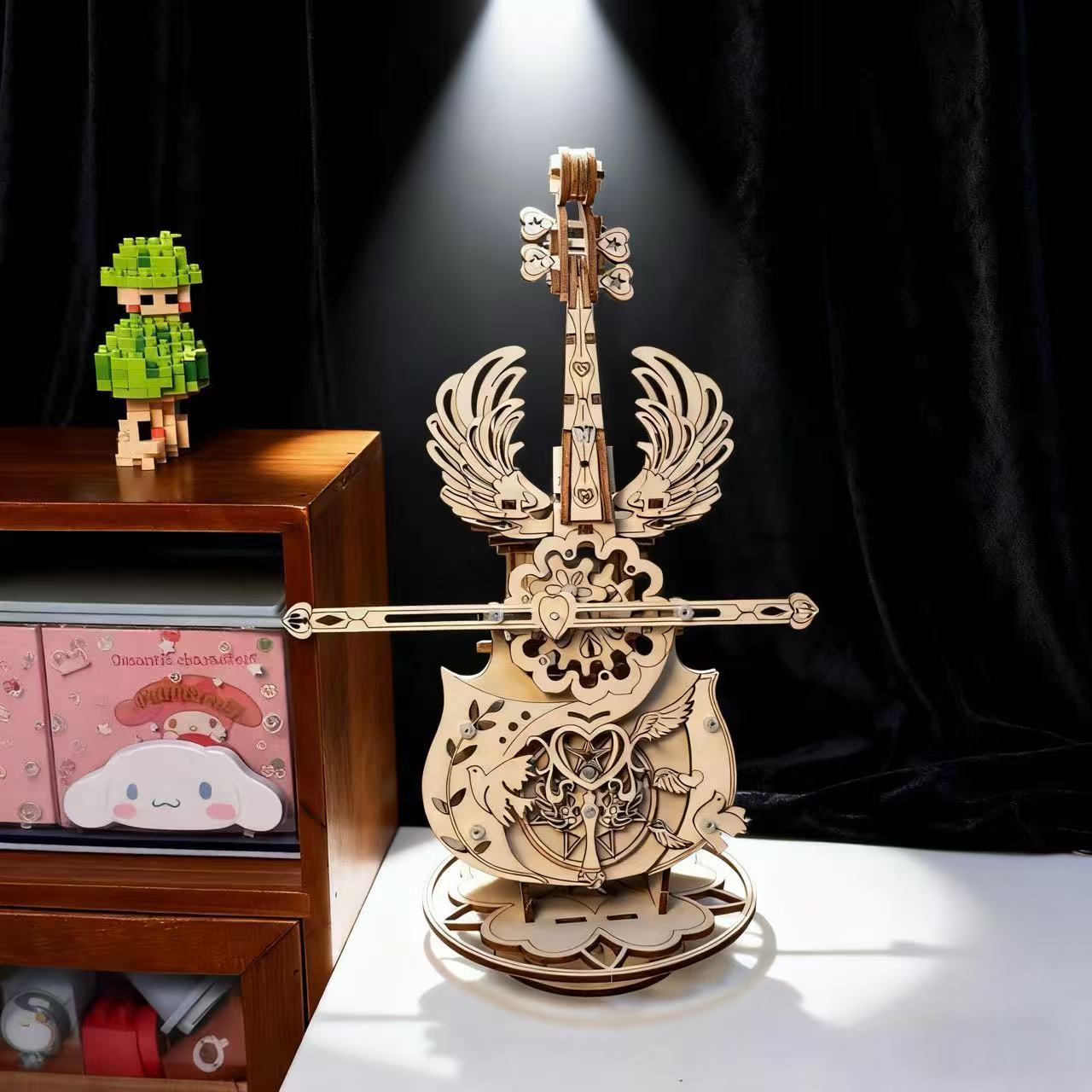 大提琴音乐盒八音盒diy手工积木玩具手工diy生日礼物生日礼物女生