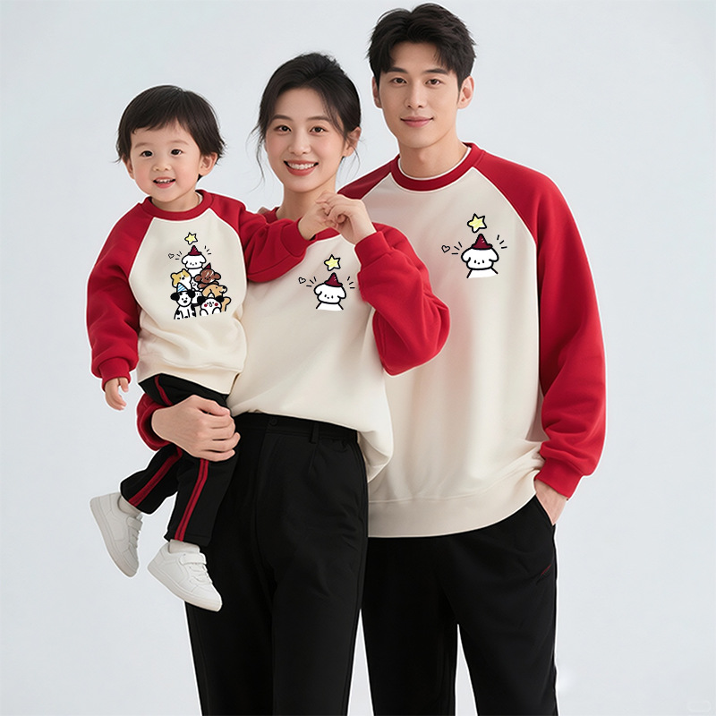 亲子装一家三四口秋冬装2025新品旅游拍照全家服女情侣装圆领卫衣