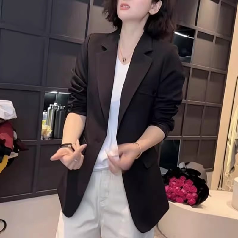 中长款西装外套女2025春季新款韩版时尚一粒扣设计感气质女装上衣