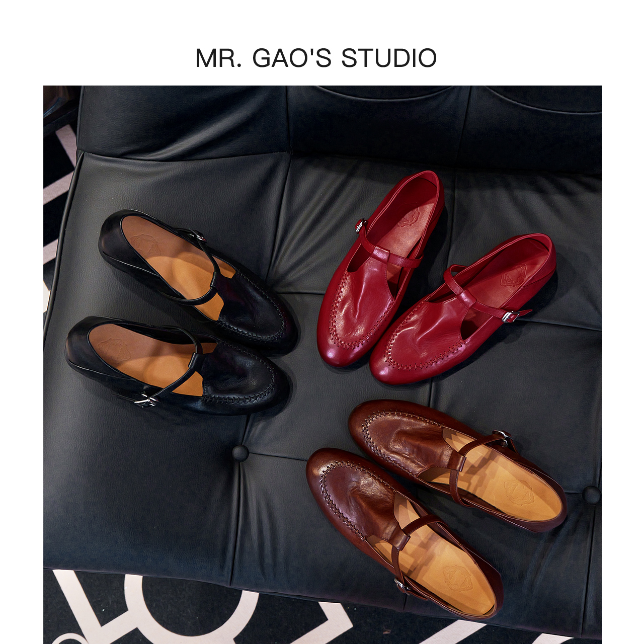 做旧檫色复古水洗玛丽珍鞋T型一字扣带法式手工缝线软底真皮单鞋