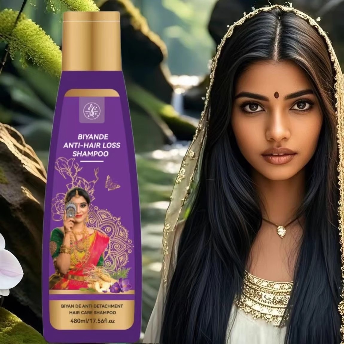 印度BIYANDE阿育吠陀防脱润发洗发水滋养发根强韧发根蓬松护发养