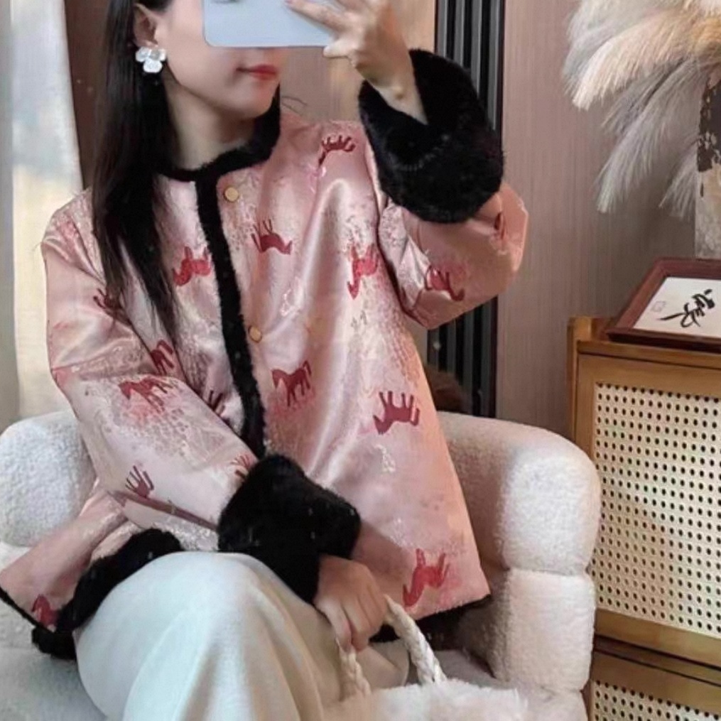 【红颜马】新中式冬双穿环保毛毛外套显瘦保暖气质