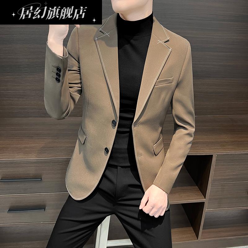 居幻西装外套男士春秋款2025新款高级感痞帅男装单西休闲西服上衣