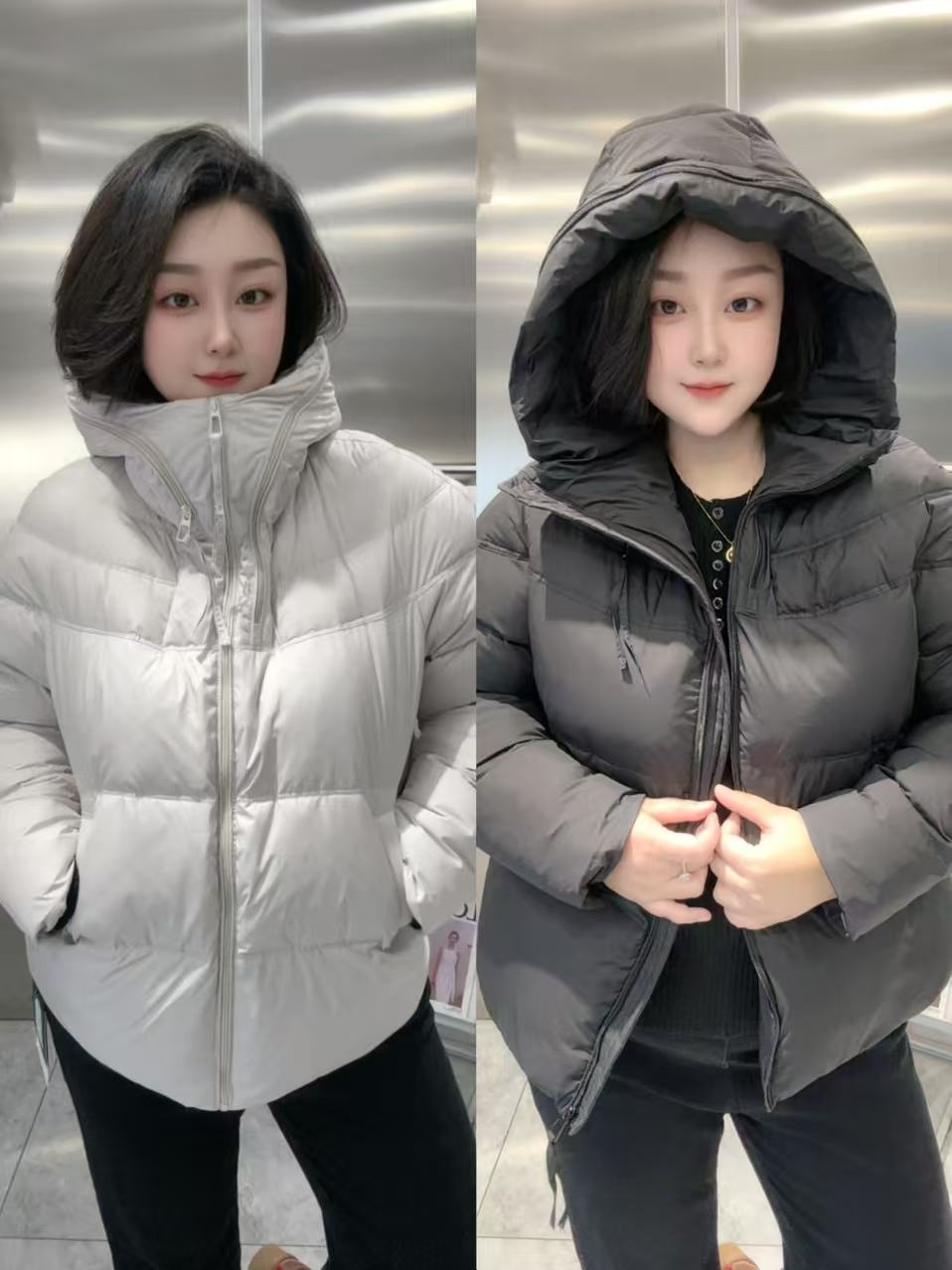 【聪姐推荐】00101011新款休闲时尚连帽羽绒服（衣长75，胸围134）