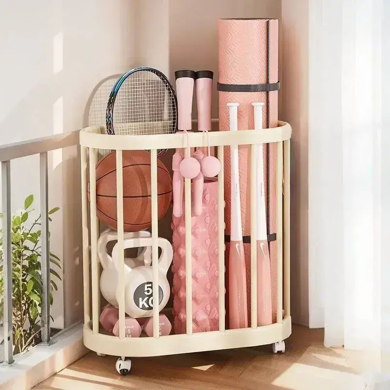 瑜伽垫收纳筐家用运动工具球类体育用品收纳神器健身器材置物架